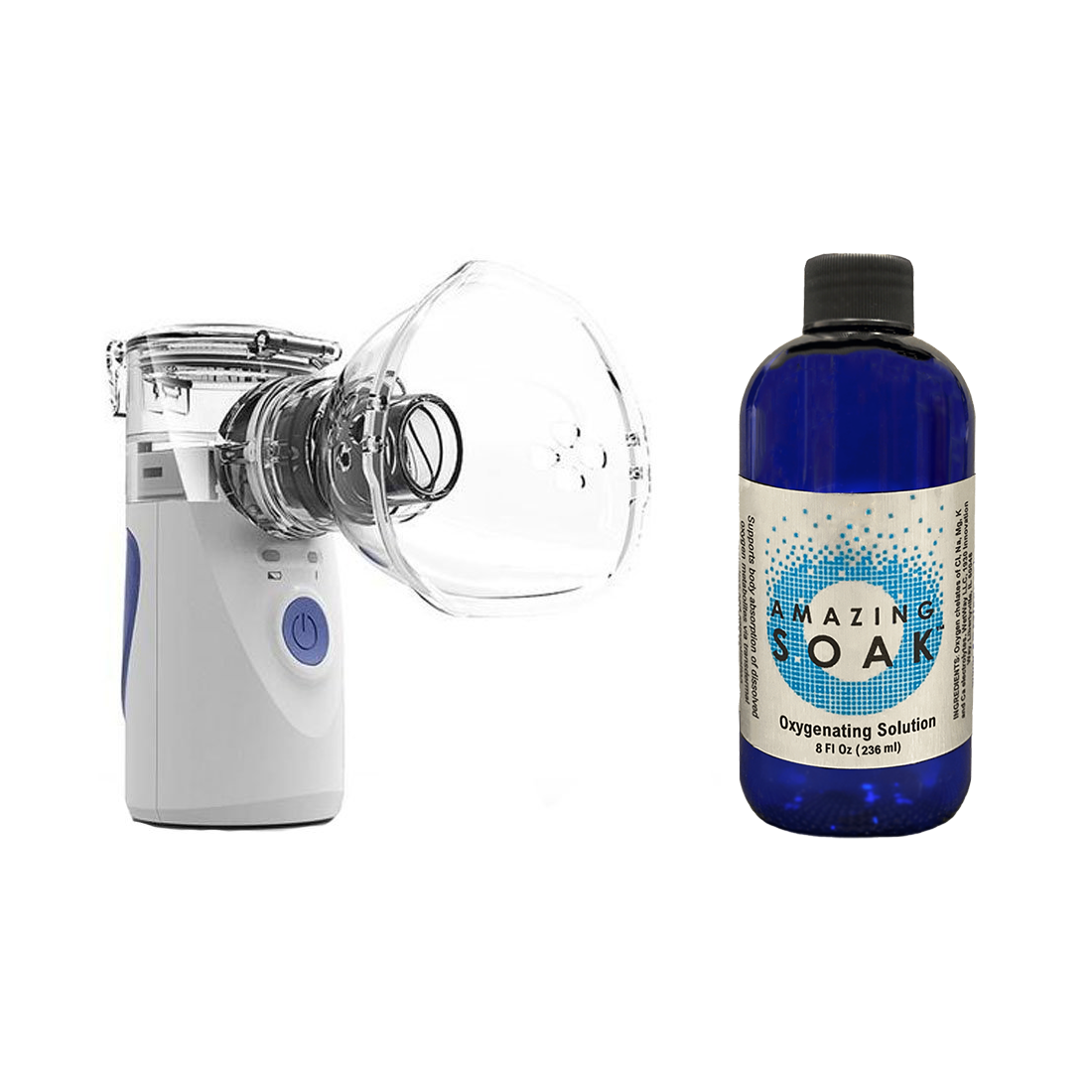 Breathe Easy Bundle | Amazing Soak Oxygenating Electrolyte Solution & Ultrasonic Mesh Nebulizer
