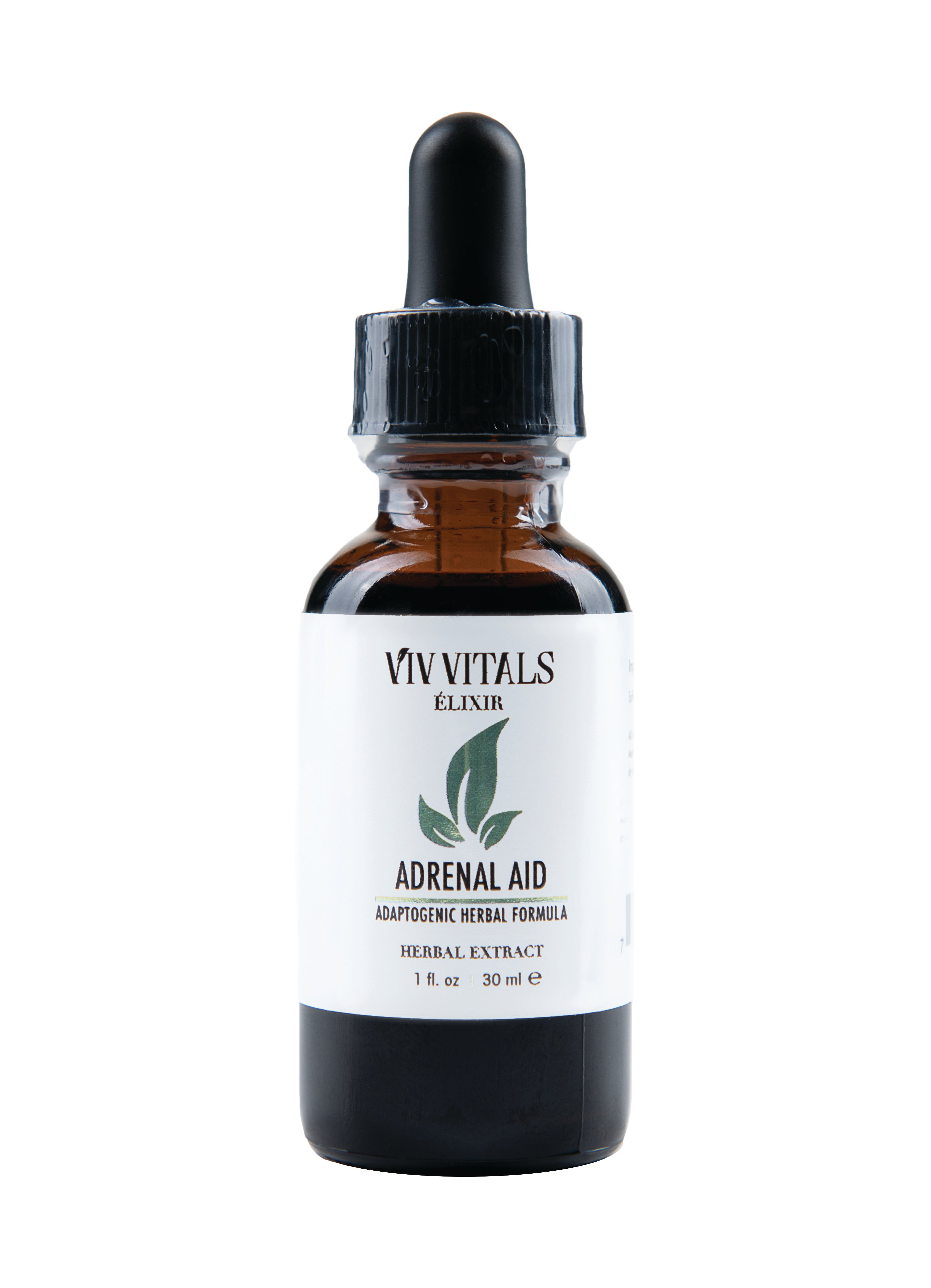 Adrenal Aid Adaptogenic Herbal Formula Tincture <br> Viv Vitals Élixir