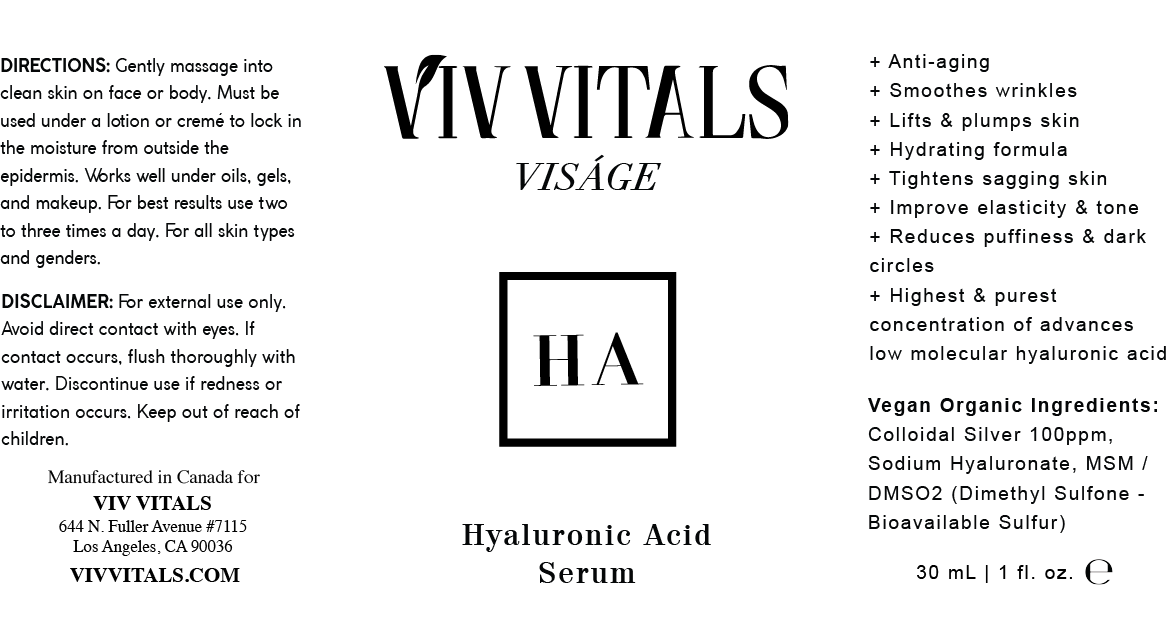 HA | Hyaluronic Acid Sérum | Viv Vitals Viságe